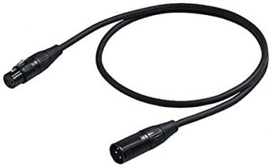 Proel DMX kabel 3 m, 3P DMX512, černý, Yongsheng XLR 3PF a 3PM