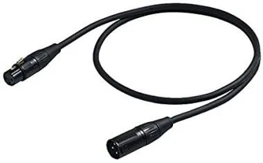PROEL CHL500LU3 DMX kábel 3 m, 3P DMX512 jelhez fekete, Yongsheng XLR 3PF és Yongsheng XLR 3PM, DMXD