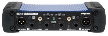 Proel DI-Box aktivní dual, modro-černý, kovový, rackový, stereo, phantom/adapter