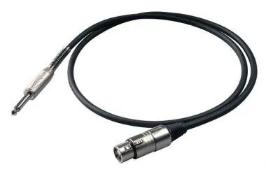PROEL BULK200LU6 Aszimmetrikus kábel M, 6m fekete, 6,3mm S4CPROmono jack dugó és XLR 3FVPRO, HPC225