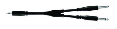 Proel Y kabel 1,8 m, 3,5 mm stereo jack - 2 x 6,3 mm mono jack, černý