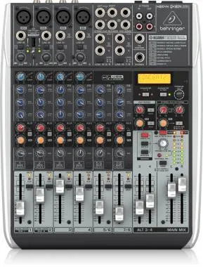Behringer QX1204USB keverő, analóg, 12 bemenet, 2/2-bus, mikrofon-előerősítő, kompresszor, EQ, USB