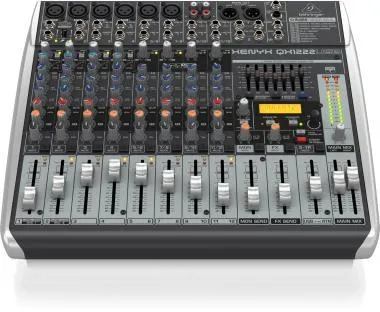 Behringer QX1222USB keverő, analóg, 16 bemenet, 2/2-bus, mikrofon-előerősítő, kompresszor, EQ, USB