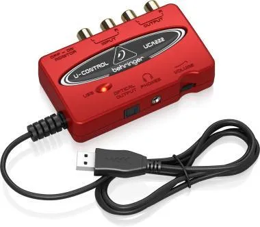 Behringer UCA222 interfész/hangkártya, 2-be/2-ki, USB, ultra-alacsony késleltetés, szofvercsomag
