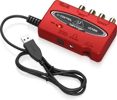 Behringer UCA222 interfész/hangkártya, 2-be/2-ki, USB, ultra-alacsony késleltetés, szofvercsomag