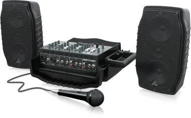 Behringer PPA200 mobil hangrendszer, 200W, 5 csatorna, keverő, MP3-lejátszó, XM1800S mikrofon