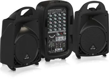 Behringer PPA500BT mobil hangrendszer, 500W, 6 csatorna, keverő, MP3-lejátszó, XM1800S mikrofon, Bluetooth