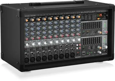Behringer PMP2000D keverő, 2000W, 14 csatorna, Klark Teknik Multi-FX processzor, vezeték nélküli opció