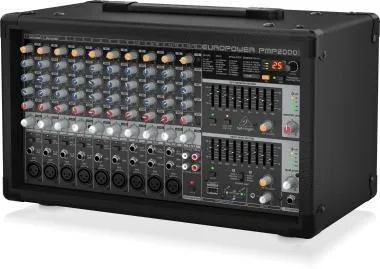Behringer PMP2000D keverő, 2000W, 14 csatorna, Klark Teknik Multi-FX processzor, vezeték nélküli opció