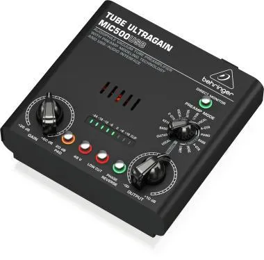 Behringer MIC500USB audiophile vákuumcsöves előerősítő, modellező technológiával, USB/Audio interfésszel
