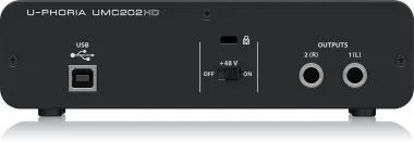 Behringer UMC202HD interfész/hangkártya, 2-be/2-ki, 24-Bit/192 kHz, Midas mikrofon-előerősítők, USB