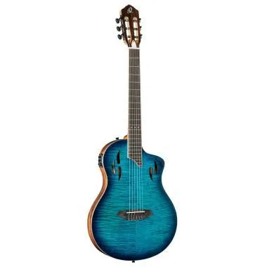 Ortega RTPDLX-FMA elektro-klasszikus gitár Flamed Maple Blue szín + tok