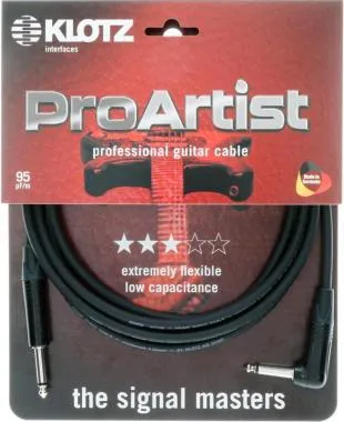 Klotz PRO ARTIST pro gitárkábel vékony fekete krómozott csatlakozókkal - 9m