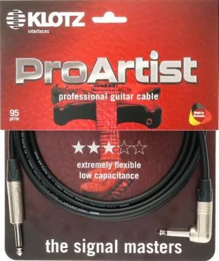 Klotz PRO ARTIST pro gitárkábel nikkel csatlakozókkal és nikkelezett érintkezőkkel - Neutrik - 4,5m