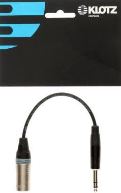 Klotz XLR adaptér, 3p samec na 6,35 mm jack, 0,2m