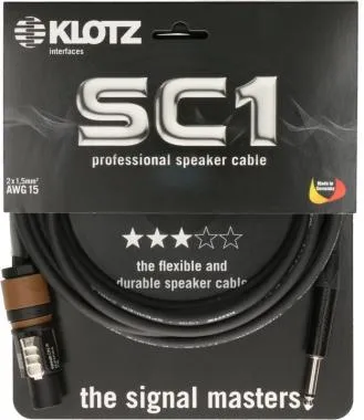 Klotz 2 x 1,5 mm² hangfalkábel PVC speakON 2p mama (NL2FXX) - jack 2p papa - 1m