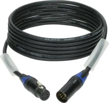 Klotz DC422CY dupla árnyékolt DMX kábel XLR 5p mama/papa fekete (minden pin bekötve) Neutrik - 2m