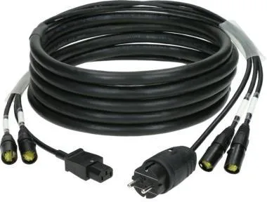 Klotz CAT7 és táp 3G1.5 hibrid kábel 2 x etherCON + Schuko => IEC - 5m