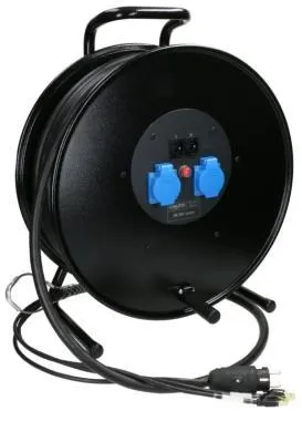 Klotz CAT7 és táp 3G1.5 hibrid kábeldob 2 x RJ45 => etherCON + Schuko - 40m