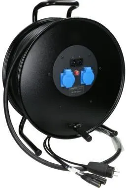 Klotz CAT7 és táp 3G1.5 hibrid kábeldob 2 x etherCON + Schuko - 50m