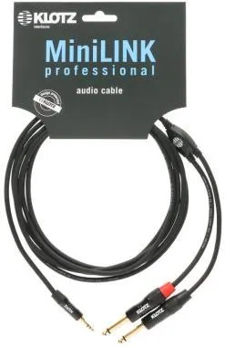 Klotz MiniLink Pro TRS 3,5 mm - 2x TS 6,35 mm Y-kábel - 0,9m