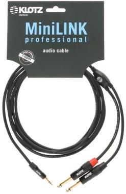 Klotz MiniLink Pro TRS 3,5 mm - 2x TS 6,35 mm Y-kabel - 3m