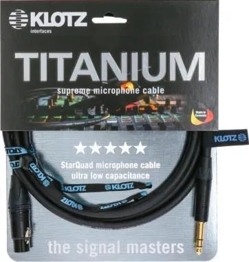 Klotz TITANIUM StarQuad analóg audiokábel Neutrik XLR mama - szimmetrikus Jack - 5m