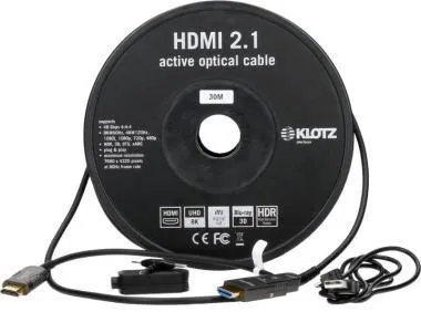 Klotz HDMI 2.1 AOC Link - aktív optikai kábel levehető HDMI-A HDMI-D adapterrel - 15m