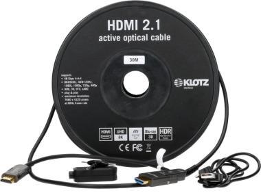 Klotz HDMI 2.1 AOC Link - aktivní optický kabel s HDMI-A a HDMI-D adaptérem - 30m