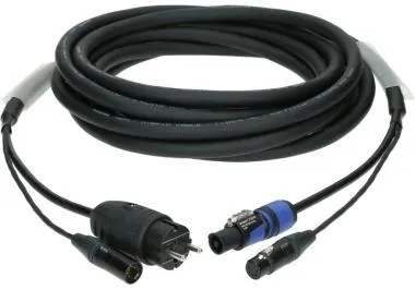 Klotz DMX és táp 3G1.5 hibrid kábel XLR 5p + Schuko => powerCON - 5m