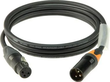 Klotz M2 mikrofonkábel színkódolással XLR 3p mama/papa fekete Neutrik csatlakozók - 3m