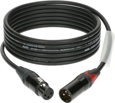 Klotz M1 mikrofonkábel színkódolással XLR 3p mama/papa fekete Neutrik csatlakozók - 2m