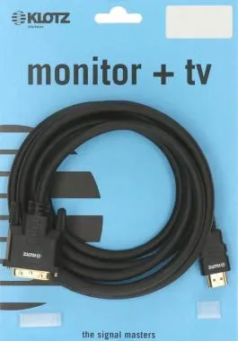Klotz Könnyű monitor kábel aranyozott HDMI A és DVI-D csatlakozókkal - 3m