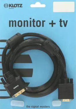 Klotz Könnyű monitor kábel aranyozott DVI-I és VGA csatlakozókkal - 2m