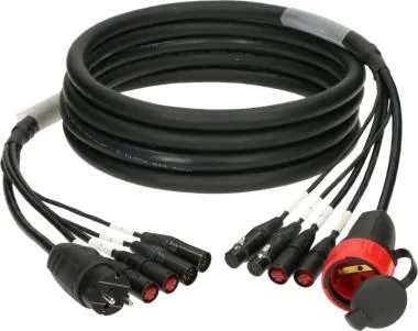 Klotz CAT5e és DMX és táp 3G2.5 hibrid kábel 2 x etherCON + 2 x XLR 5p + Schuko - 10m