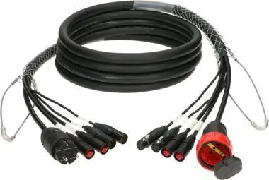 Klotz CAT5e és DMX és táp 3G2.5 hibrid kábel 2 x etherCON + 2 x XLR 5p + Schuko - 40m