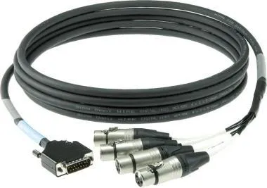 Klotz LAWO D-Sub 15p papa - 4 x XLR 3p mama 4 csatornás digitális loom - IN - 3m