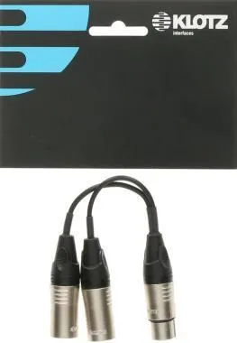 Klotz XLR 3p mama - 2 x XLR 3p papa / Klotz XLR y-adapter - 0,2m