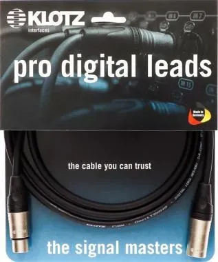Klotz OT2000 ultra flexibilis AES és DMX kábel XLR 3p mama/papa nikkel Klotz csatlakozók - 1m