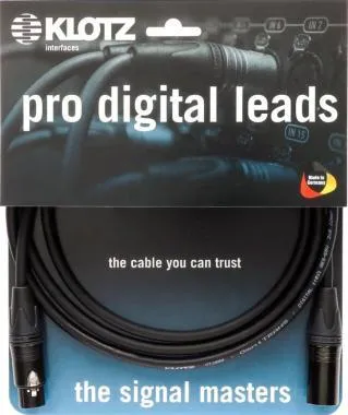Klotz OT2000 ultra flexibilis AES és DMX kábel XLR 3p mama/papa fekete Neutrik csatlakozók - 5m