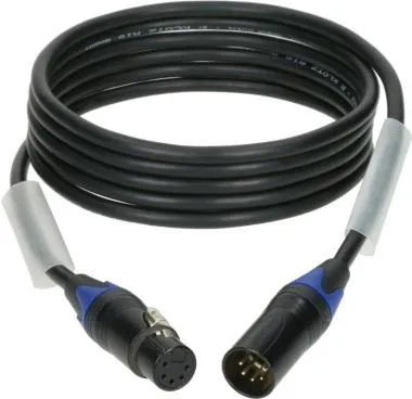 Klotz OT234YS alacsony veszteségű DMX kábel XLR 5p mama/papa fekete (3 pin bekötve) Neutrik - 1m