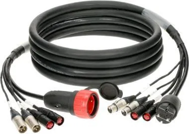 Klotz CAT5e és audió és táp 3G2.5 hibrid kábel 2 x etherCON + 2 x XLR 3p + Schuko - 5m