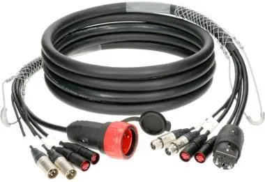 Klotz CAT5e és audió és táp 3G2.5 hibrid kábel 2 x etherCON + 2 x XLR 3p + Schuko - 60m