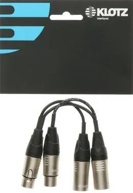 Klotz 2 x XLR 3p mama - 2 x XLR 3p papa / Klotz XLR z-adapter - 0,2m