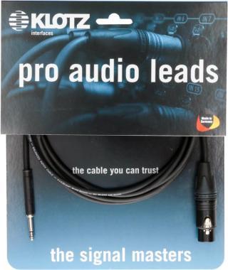 Klotz patch kabel XLR-Jack, 10m, černý, symetrický