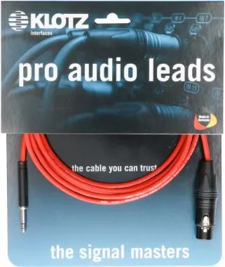 Klotz szimmetrikus kis telefon patch kábel - piros TT Bantam - XLR 3p mama - 3m