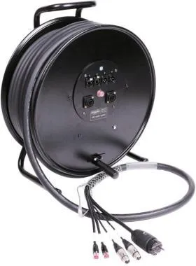 Klotz hibrid kábeldob 2 x RJ45 => etherCON + 2 x XLR 3p + Schuko => powerCON TRUE1 - 2,4m