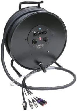 Klotz CAT5e és audió és táp 3G2.5 hibrid kábeldob 2 x etherCON + 2 x XLR 3p + powerCON TRUE1 - 2,4m