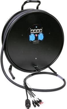 Klotz hybridní kabel CAT5e a DMX, 2 x RJ45 => etherCON + 2 x XLR 5p + Schuko - 2,5m