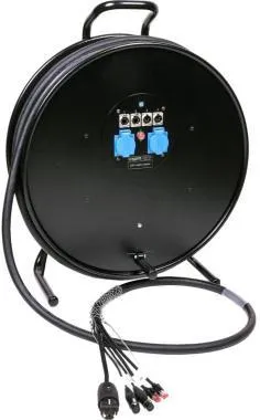 Klotz CAT5e és DMX és táp 3G2.5 hibrid kábeldob 2 x RJ45 => etherCON + 2 x XLR 5p + Schuko - 2,5m